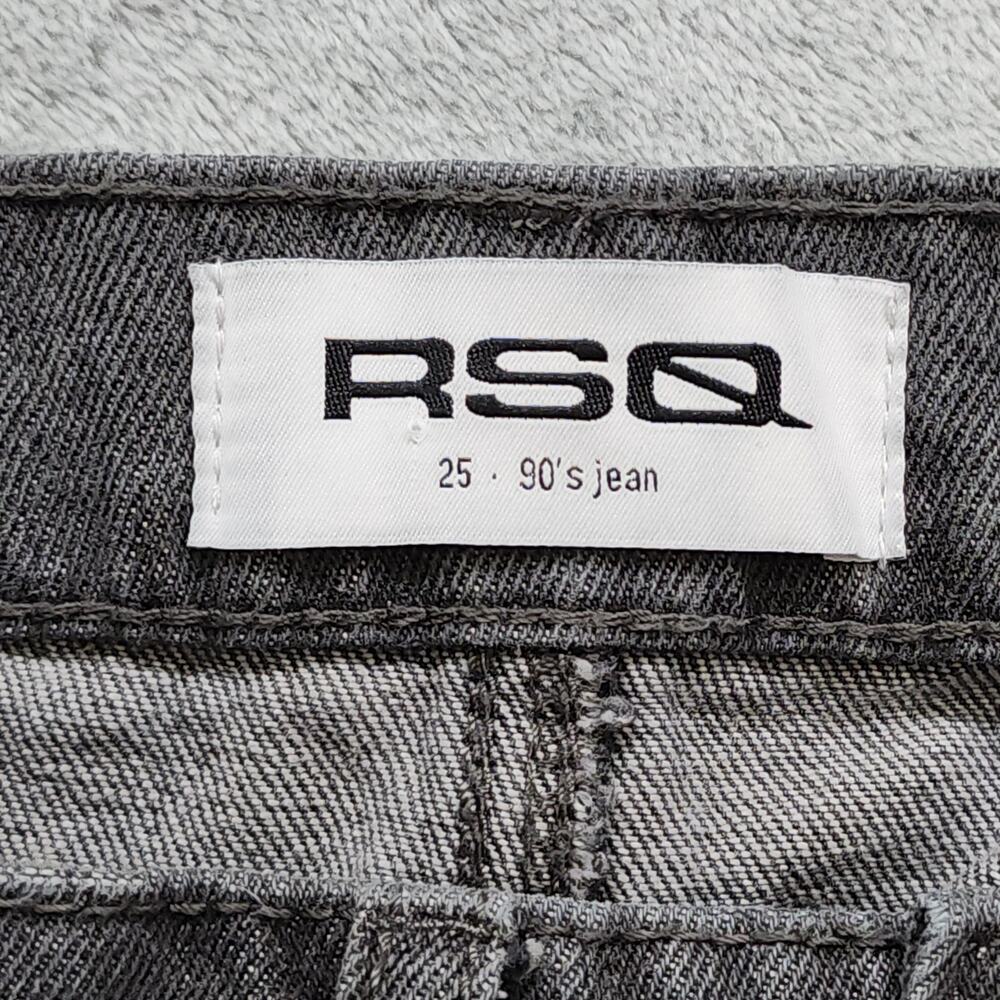 RSQ Jeans Womens Size 25 Gray 90s‎ Jean High Rise Tapered Leg Distressed Relaxed - Picture 6 of 13